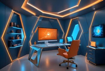 minimalist interior design style futuristic home office sleek furniture state of the art technology