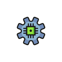 Poster - Gear line icon. Properties, cogwheel, system. Mechanism concept. Vector illustration can be used for topics like creativity, industry, innovation