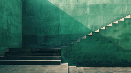 Aufkleber - A staircase is shown in front of a green wall
