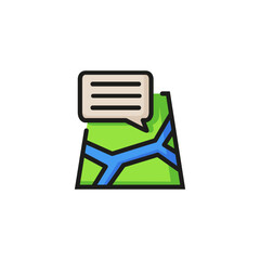 Poster - Map and speech bubble line icon. Dialog, badge, board, roadmap. Location concept. Can be used for topics like navigation, contact, address, gps