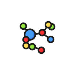Poster - Molecular structure line icon. Compound, bond, molecule, model. Chemistry concept. Can be used for topics like science, medicine, study, microbiology, genetics.