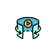 Sticker - Panoramic video line icon. Panorama, arrow, play, vr. Virtual reality concept. Can be used for topics like filmmaking, digital devices, virtual tour