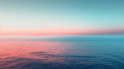 Wall Mural - A beautiful blue ocean with a pink and purple sky in the background