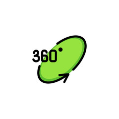 Poster - Rotation arrow line icon. Three hundred, sixty, degree. Virtual reality concept. Can be used for topics like vr devices, photo camera capabilities, panoramic view