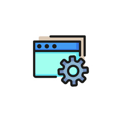 Poster - Settings folder line icon. Document, file, account. Project management concept. Vector illustration can be used for topics like service, interface, configuration