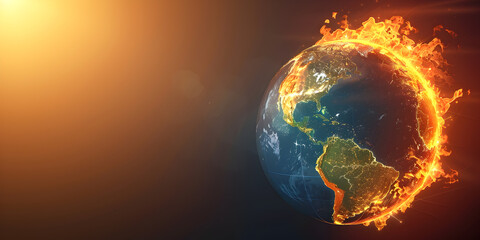 Wall Mural - Earth globe heating in a micro wave, concept of global warming and climate change, copy space. 
