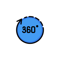 Poster - Three hundred sixty degree in circle line icon. Arrow, rotation, dotted line. Virtual reality concept. Can be used for topics like vr devices, panorama, photo, video technology