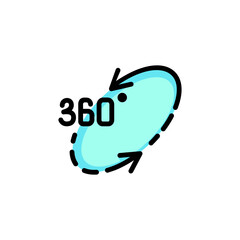 Sticker - Three hundred sixty degree rotation line icon. Arrow, round, circle, dotted line. Virtual reality concept. Can be used for topics like vr technology, panoramic view, photo, video capabilities