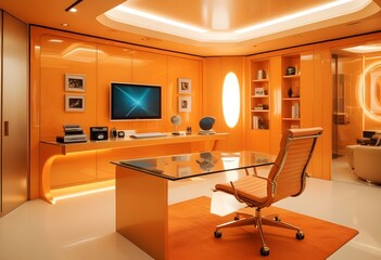 minimalist interior design style futuristic home office sleek furniture state of the art technology