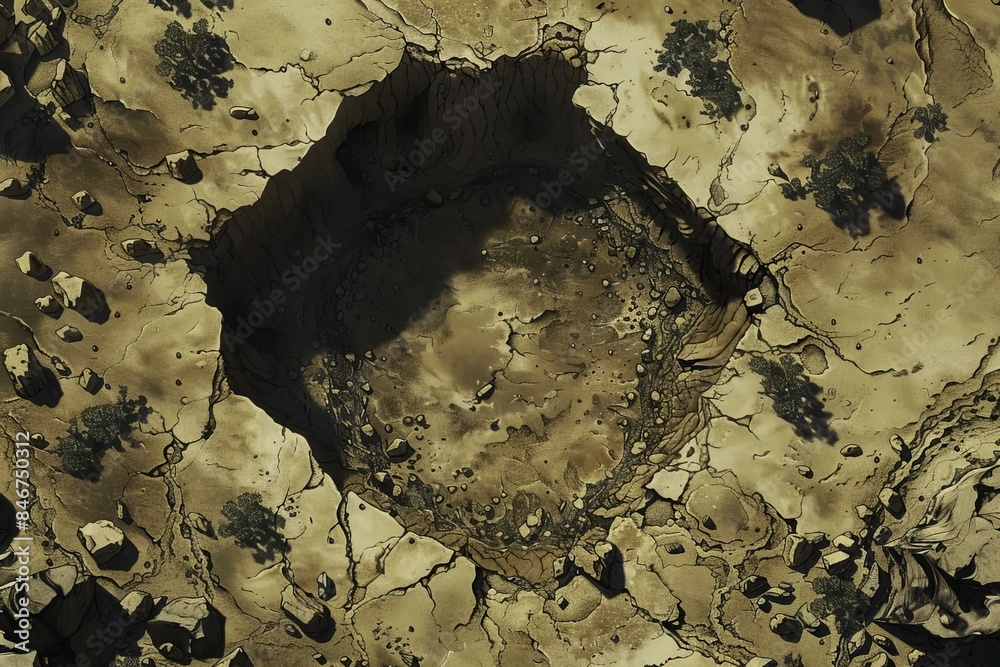 Ilustración de Stock DnD Battlemap Meteor Crater: A battlemap stylized ...