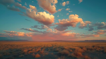 Aufkleber - A large field with a beautiful sky and clouds
