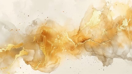 Aufkleber - A painting of a gold and white line with a lot of gold