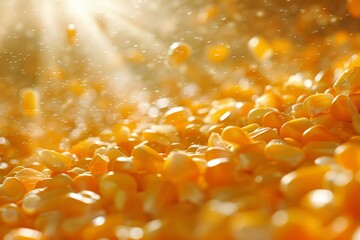 Wall Mural - Close-Up of Yellow Corn Kernels on a Sunny Day