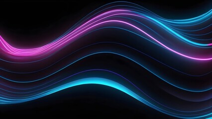 Wall Mural - Dynamic abstract background with pink and blue glowing lines on a dark backdrop, highlighting wavy and smooth textures, ideal for creative projects, futuristic concepts and web design