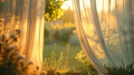 Poster - The curtains are open, letting in the sunlight and creating a warm