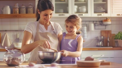 Poster - The mother and daughter cooking