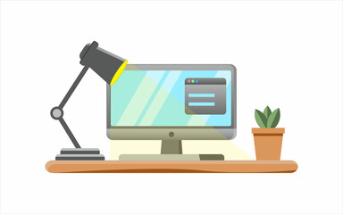 flat vector icon of computer monitor and computer