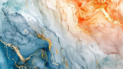 Aufkleber - A painting of a blue and white ocean with gold accents