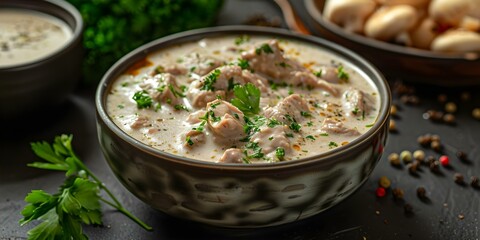 Wall Mural - Traditional French Dish Blanquette de Veau, a delectable veal stew in cream sauce. Concept French Cuisine, Comfort Food, Veal Recipes, Creamy Stews, Homemade Dinner