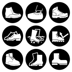 Wall Mural - Foot Protection Set Symbol Sign,Vector Illustration, Isolated On White Background Label. EPS10