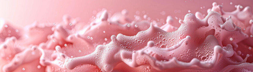 Poster - Abstract close-up of pink foam bubbles, creating a unique and textured background in soft pastel hues, perfect for artistic use in design projects.