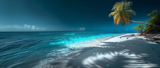 Wall Mural - Tranquil Tropical Beach Scenery at Dusk