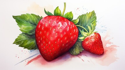 Wall Mural - strawberry and milk