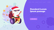 © PCH.Vector - Santa Claus riding on hoverboard. Cartoon character, device, present. Delivery, technology, Christmas concept can be used for website design, landing page or banner
