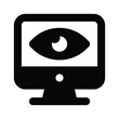 © Creative studio  - An eye inside the monitor screen showing concept icon of monitoring in trendy style
