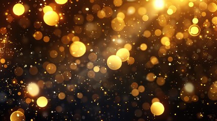 Wall Mural - shiny gold lights sparkle on a dark background