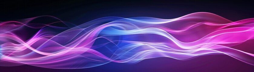Poster - Abstract Blue And Pink Light Waves On A Dark Background
