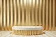 © Khoirul Project - luxury vertical stripes white podium, Luxury gold stripes background