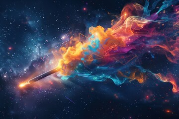 Wall Mural - a colorful explosion of light and smoke in the sky