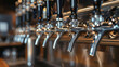 © l1gend - Beer taps with shiny silver and black handles prepared for pouring