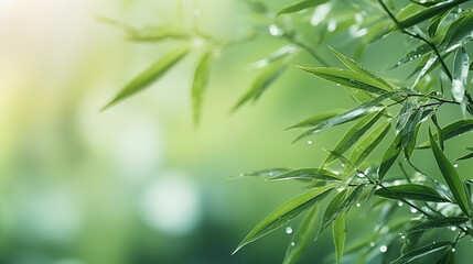 Wall Mural - bamboo leaves. the sun is shining through the leaves. leaves are green and lush.