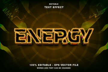 Wall Mural - Energy Neon Style 3D Editable Text Effect Template Style Premium Vector