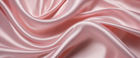 Wall Mural - Elegant pastel pink silk banner design with flowing wave texture and luxurious satin finish