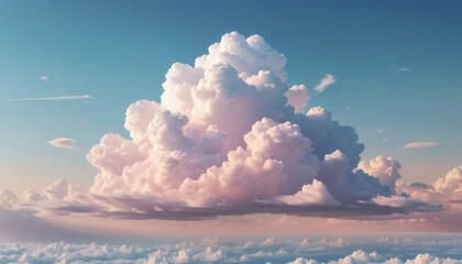 Wall Mural - Three-dimensional realistic cloud isolated on white background with soft pastel colors, creating a magical and surreal sunset sky clip art element