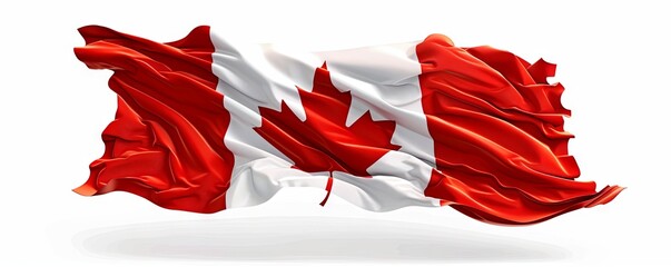 Isolated flag of Canada with a maple leaf emblem on white background