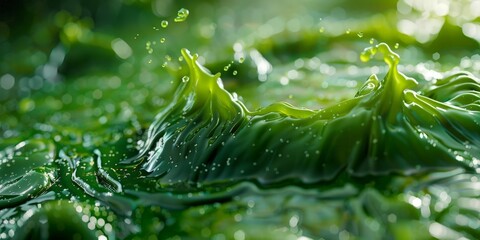 Wall Mural - A Close-up of Green Slime in Water