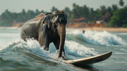 Canvas Print - elephant in river