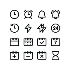 Poster - Time and date icons. UI isolated icons with editable stroke
