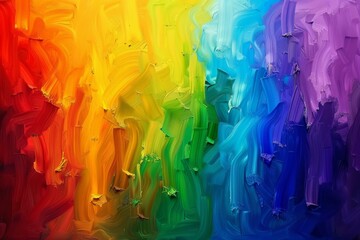 Poster - Vivid texture of rainbowcolored paint strokes with a smooth, flowing effect