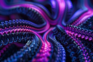 Poster - Vivid neon colors create mesmerizing fractal waves in a seamless abstract pattern