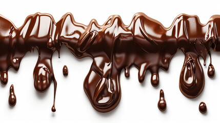 Wall Mural - Rich Melted Brown Chocolate Dripping on White Background - 3D Stock Illustration with Clipping Path