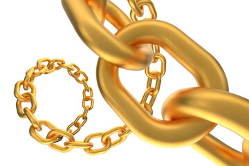 Wall Mural - gold chain twisted into a spiral. making a gold chain according to your design. gold chain on a tran
