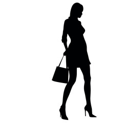 Wall Mural - A shopping woman holding a bag standing pose victor silhouette 