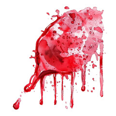 Wall Mural - A red drop of blood is splattered on a white background