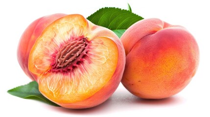 Peach isolated white background