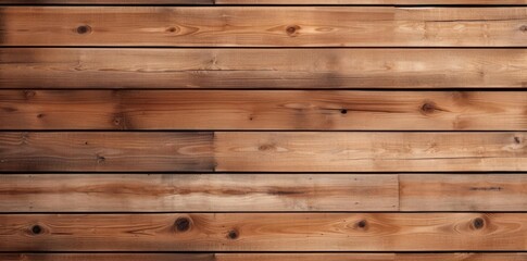 Poster - seamless wooden planks textured with brown and black knots on a wooden wall